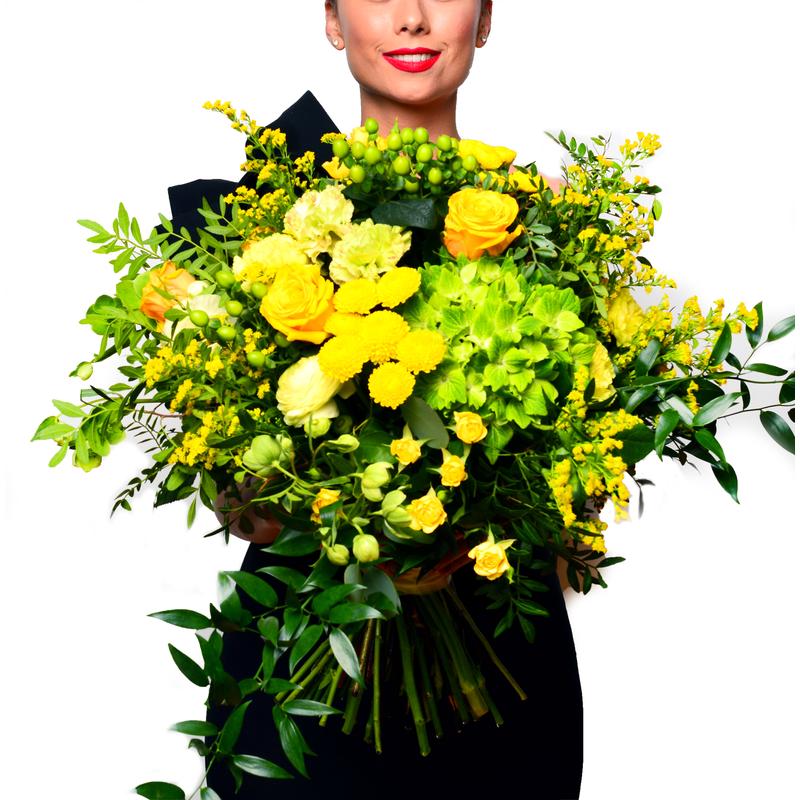 'Yellow Dream' Sárga&Zöld Óriás Vegyes Virágcsokor